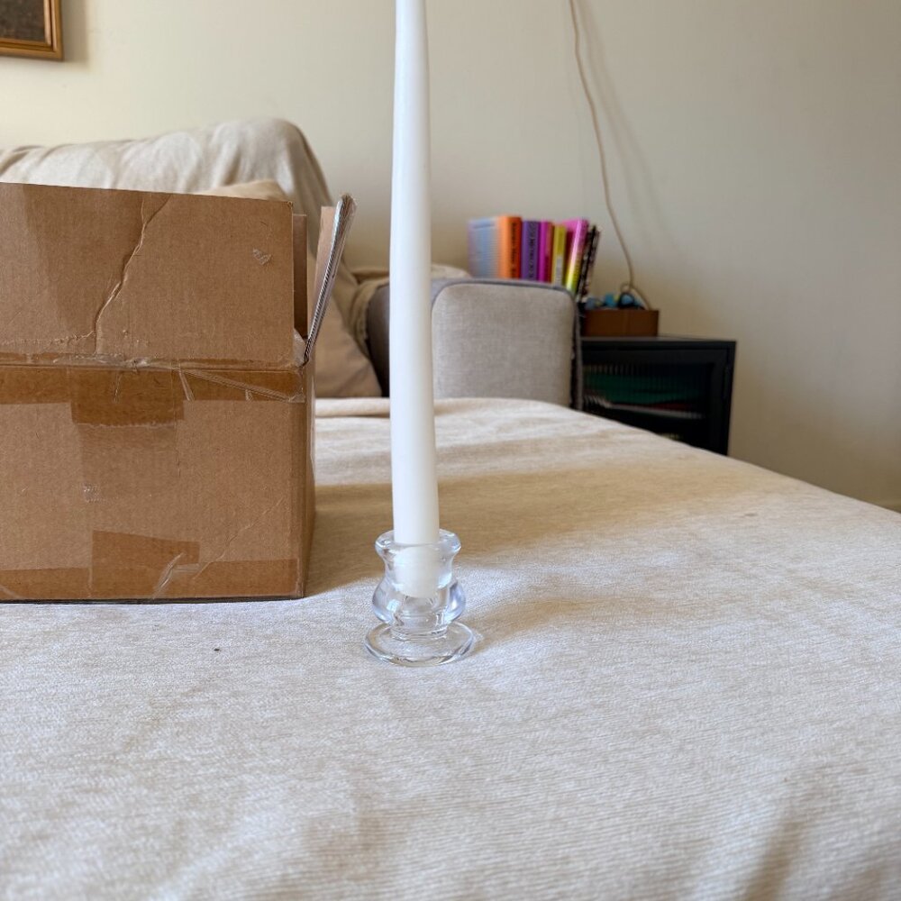 Set of 18 Clear Glass Taper Candle Holders - Weddings/Events